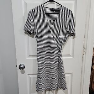 Topshop Monochrome Striped Wrap  Dress Size 10